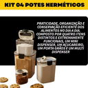 Ver imagem 5 de Kit 4 Potes Herméticos Plástico Transparente Tampa Dispenser Porta Grãos Açucareiro Multi Dispenser