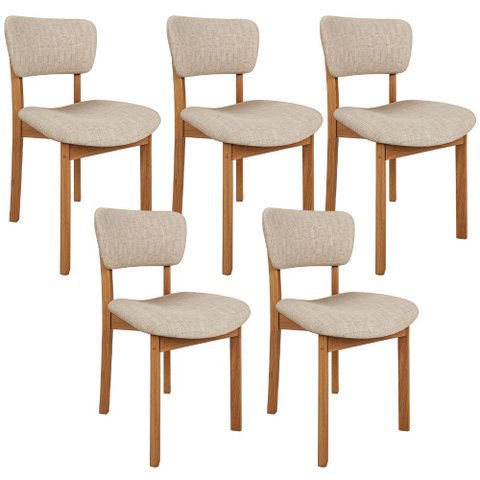 Kit 05 Cadeiras para Sala de Jantar Cozinha Living Estofada Dara L02 Suede Bege - Lyam Decor