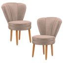 Ver imagem 1 de Jogo 2 Cadeiras Tecido Veludo Premium para Mesa de Jantar Pés de Madeira Natural