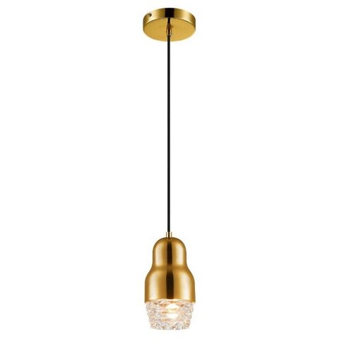 Luminária Pendente Aço Dourado e Vidro Transparente