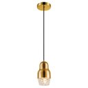 Ver imagem 1 de Luminária Pendente Aço Dourado e Vidro Transparente