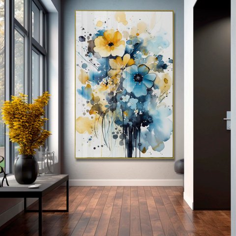 Quadro Decorativo Floral Luxo Flores Tons Pasteis em Moldura Caixa Tacolado Moldura Trad 1cm Preta S