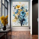 Ver imagem 1 de Quadro Decorativo Floral Luxo Flores Tons Pasteis em Moldura Caixa Tacolado Moldura Trad 1cm Preta S