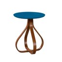 Ver imagem 1 de Mesa Bella de Canto com Tampo de Vidro Redonda Base de 70cm - Azul Big Luka Decor