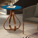 Ver imagem 3 de Mesa Bella de Canto com Tampo de Vidro Redonda Base de 70cm - Azul Big Luka Decor