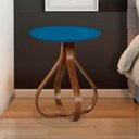 Ver imagem 4 de Mesa Bella de Canto com Tampo de Vidro Redonda Base de 70cm - Azul Big Luka Decor