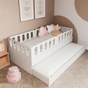 Ver imagem 3 de Bicama Solteiro Mdf Branco com 04 Grades e Cabeceira Anatômica Mobilistore