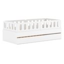 Ver imagem 2 de Bicama Solteiro Mdf Branco com 04 Grades e Cabeceira Anatômica Mobilistore