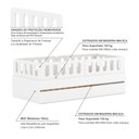 Ver imagem 5 de Bicama Solteiro Mdf Branco com 04 Grades e Cabeceira Anatômica Mobilistore