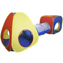 Barraca Infantil Toca Túnel 3x1 Dobrável Menino Menina Cabana Tenda Colorida Brinqway BW-066 - 1