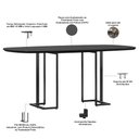 Ver imagem 3 de Mesa Retangular Alina 180cm Preto com 6 Cadeiras Barcelona N01 Couríssimo Preto Linho Cinza - Lyam