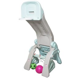 Escorregador Infantil 3 em 1 Plástico Playground Cesta Basque Gol Futebol Importway Brinqway BW- - 4
