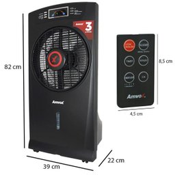 Climatizador Umidificador de Ar Portátil Frio 3 Litros 4 Velocidades 220V Amvox ACL 003-2 Preto - 2