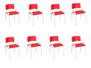 Ver imagem 1 de Kit 8 Cadeiras Infantil Iso, Escola, Base Branco- Vermelho