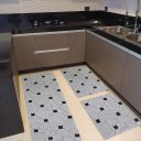 Ver imagem 3 de Kit 3 Peças Jogo Cozinha Passadeira Manta Vinilico Laminado Marmore Carrara