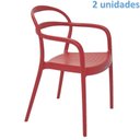 Ver imagem 2 de Kit 2 Cadeiras Plastica Monobloco com Bracos Sissi Vermelha Tramontina