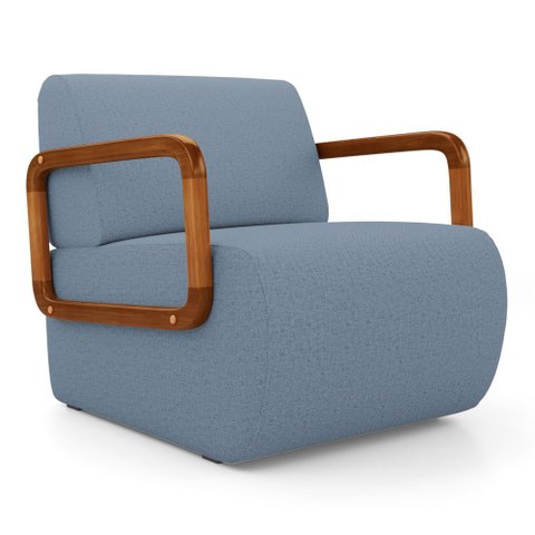 Poltrona Decorativa Orgânica Living Kavya Linho Denim - Desk Design