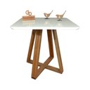 Ver imagem 1 de Mesa Jantar Base X Tampo Quadrado Laca com Vidro 80cm Branco