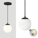 Ver imagem 1 de Pendente Preto C/ Globo de Vidro Branco de 14cm + Led 2w