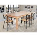 Ver imagem 1 de Mesa Jantar Retangular Madeira Maciça Aurora 160x80 com 6 Cadeiras Paris Base Alumínio - Natural