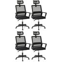 Ver imagem 1 de Kit 4 Cadeiras de Escritório Giratória Executiva Pro com Regulagem de Altura - Preto