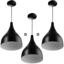 Ver imagem 1 de Kit 3 Lustres Pendente Gota Media De Alumínio 30cm Preto