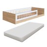 Cama Solteiro Infantil com Grade de Proteção 84 X 195 Cm com Colchão Aveiro Oak Branco Jm M - 1