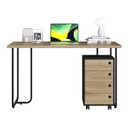 Ver imagem 1 de Mesa Escrivaninha 135 Cm e Gaveteiro 4 Gavetas Oak Preto Pp Milani Store