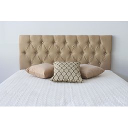 Cabeceiras Estofada Casal 1.40m Painel Cor Bege Claro Areia Botoes Cristais - 6