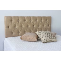 Cabeceiras Estofada Casal 1.40m Painel Cor Bege Claro Areia Botoes Cristais - 8