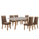 Ver imagem 6 de Conjunto de Jantar Copper 6 Lugares Tampo MDF com Cadeiras Yasmin Veludo Off White 180cm Moderna