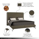 Ver imagem 3 de Conjunto Cabeceira e Base para Colchão Casal Bezos com Pés em Alumínio Veludo Castor G91 - Gran Belo