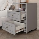 Ver imagem 4 de Quarto Juvenil Amy 5 Portas 10 Gavetas MDP-MDF Cinza com Guarda Roupa Comoda Mesa de Cabeceira Casa
