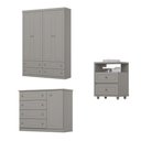 Ver imagem 5 de Quarto Juvenil Amy 5 Portas 10 Gavetas MDP-MDF Cinza com Guarda Roupa Comoda Mesa de Cabeceira Casa