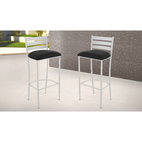 Kit 2 Banquetas com Encosto de 75cm:preto/branco
