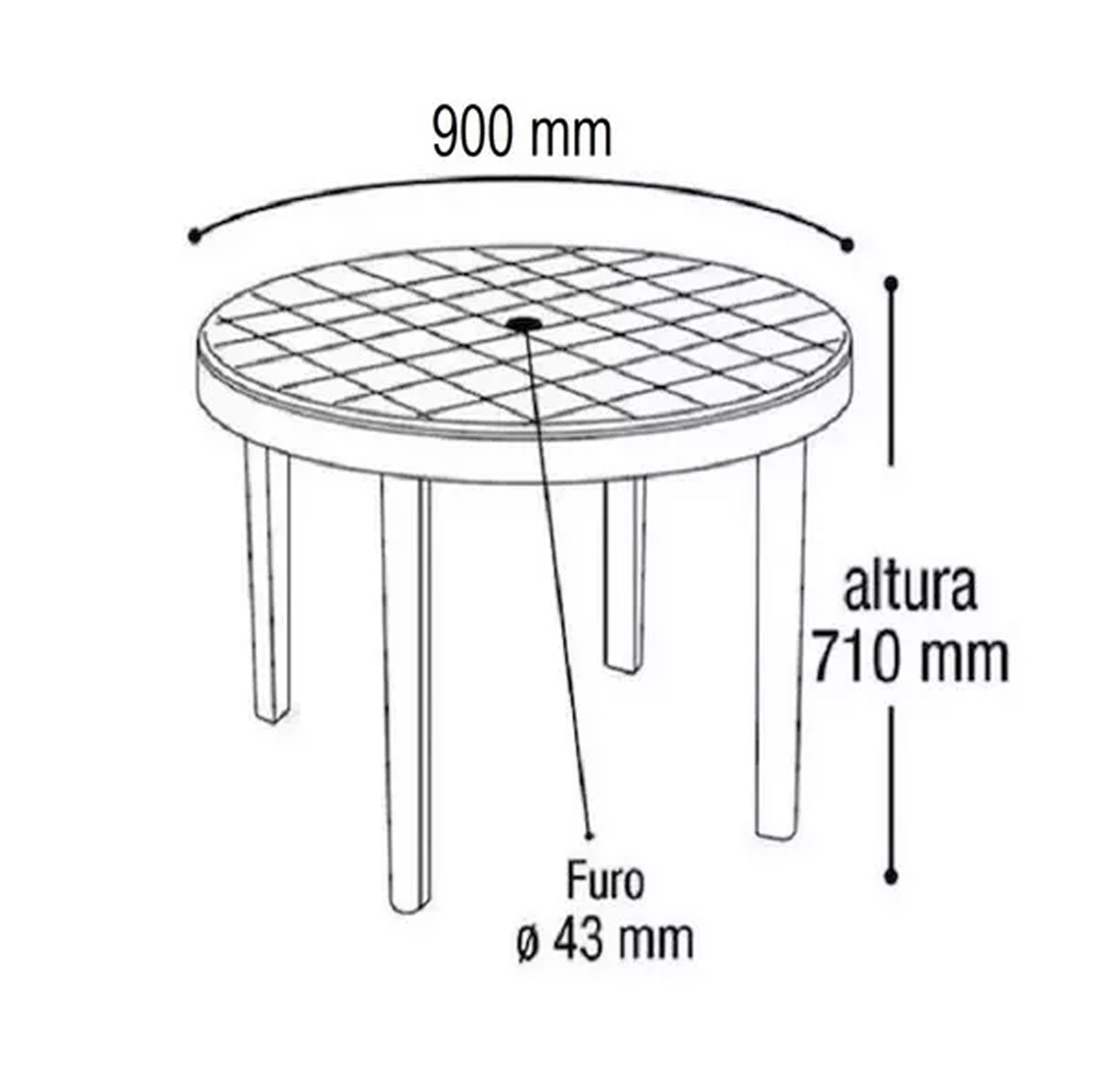 Mesa Redonda Plástica Área de Churrasco Resistente Mesa de Jardim Premium Cor Branco - 2