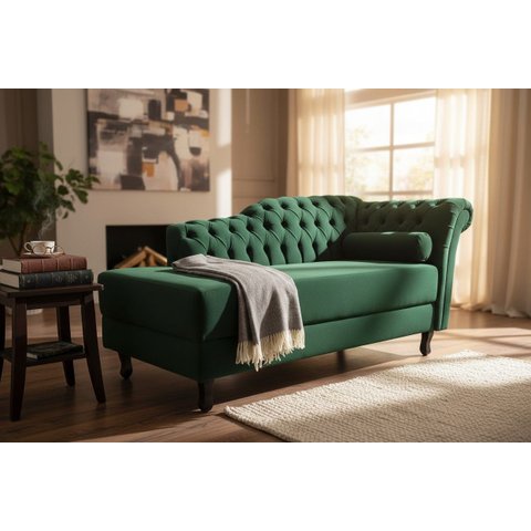 Recamier Decorativo Divã Styllus Lado Esquerdo Suede Verde