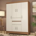 Ver imagem 2 de Kit Guarda Roupa Solteiro 6 Portas Ecom Ii Cômoda Astral - Amêndola Touch/off White