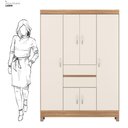 Ver imagem 3 de Kit Guarda Roupa Solteiro 6 Portas Ecom Ii Cômoda Astral - Amêndola Touch/off White