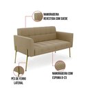 Ver imagem 3 de Sofá Namoradeira 2 Lugares Pé de Ferro Dourado Elisa Suede D03 - D'Rossi Cor Marrom Rato