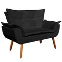 Ver imagem 3 de Kit Namoradeira 2 Lugares e 2 Poltronas Decorativas Pés Palito Opla Suede Preto - Ibiza