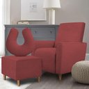 Ver imagem 2 de Kit Amamentação Poltrona + Puff + Almofada Sophia Suede Bordo