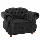 Ver imagem 1 de Poltrona Chesterfield Merlô Via Encanto Veludo Preto