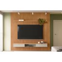 Ver imagem 3 de Rack Bancada C/ Painel P/ Tv até 90 Pol Modular 2.6 Ripado 2 Portas 1 Pratel. 258x250cm Nature/off