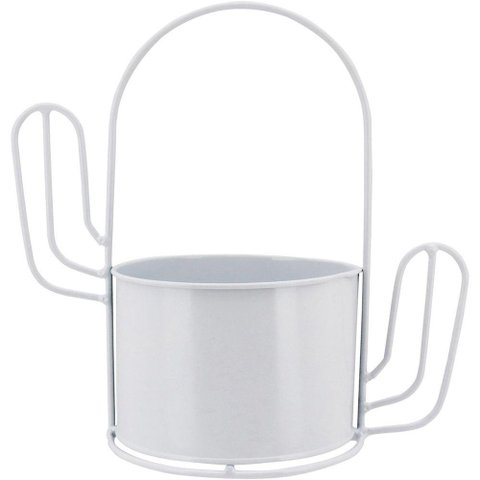 Garden Cachepô 23x24x13cm Metal Branco Cacto