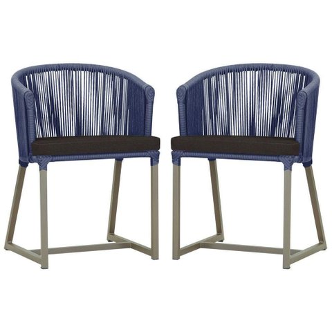 2 Cadeiras de Jantar Noronha Fendi Corda Náutica E9 Trama Azul