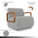 Ver imagem 3 de Kit 2 Poltronas Decorativa Sala de Estar Odessa Braços em Madeira Veludo Cinza Claro G33 - Gran Belo
