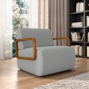 Ver imagem 2 de Kit 2 Poltronas Decorativa Sala de Estar Odessa Braços em Madeira Veludo Cinza Claro G33 - Gran Belo