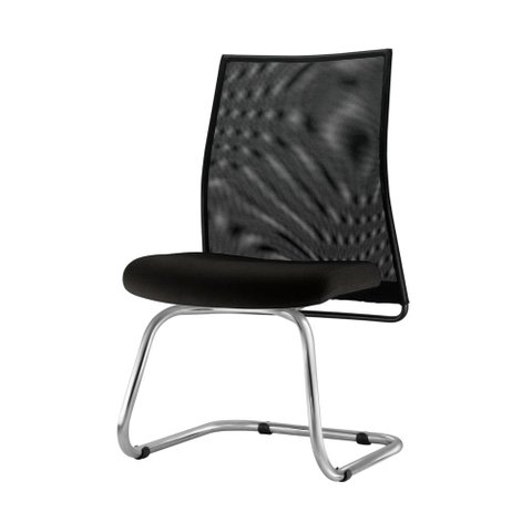Cadeira Liss Assento Courino Preto Base Fixa Cromada - 54665