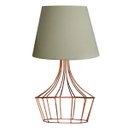 Ver imagem 1 de Abajur para Sala e Quarto Base Aramado Balão Cobre Cúpula Bege